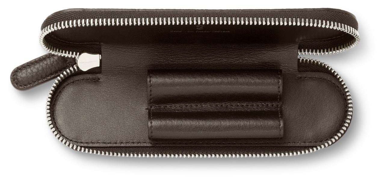 Graf-von-Faber-Castell - Etui zippé 2 stylos Cashmere, marron foncé