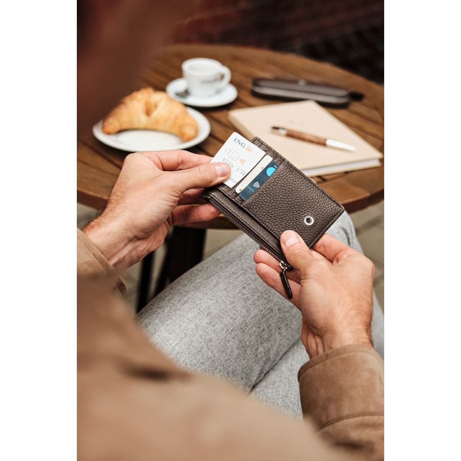 Graf-von-Faber-Castell - Porte-carte de crédit avec zip Cashmere, Noir