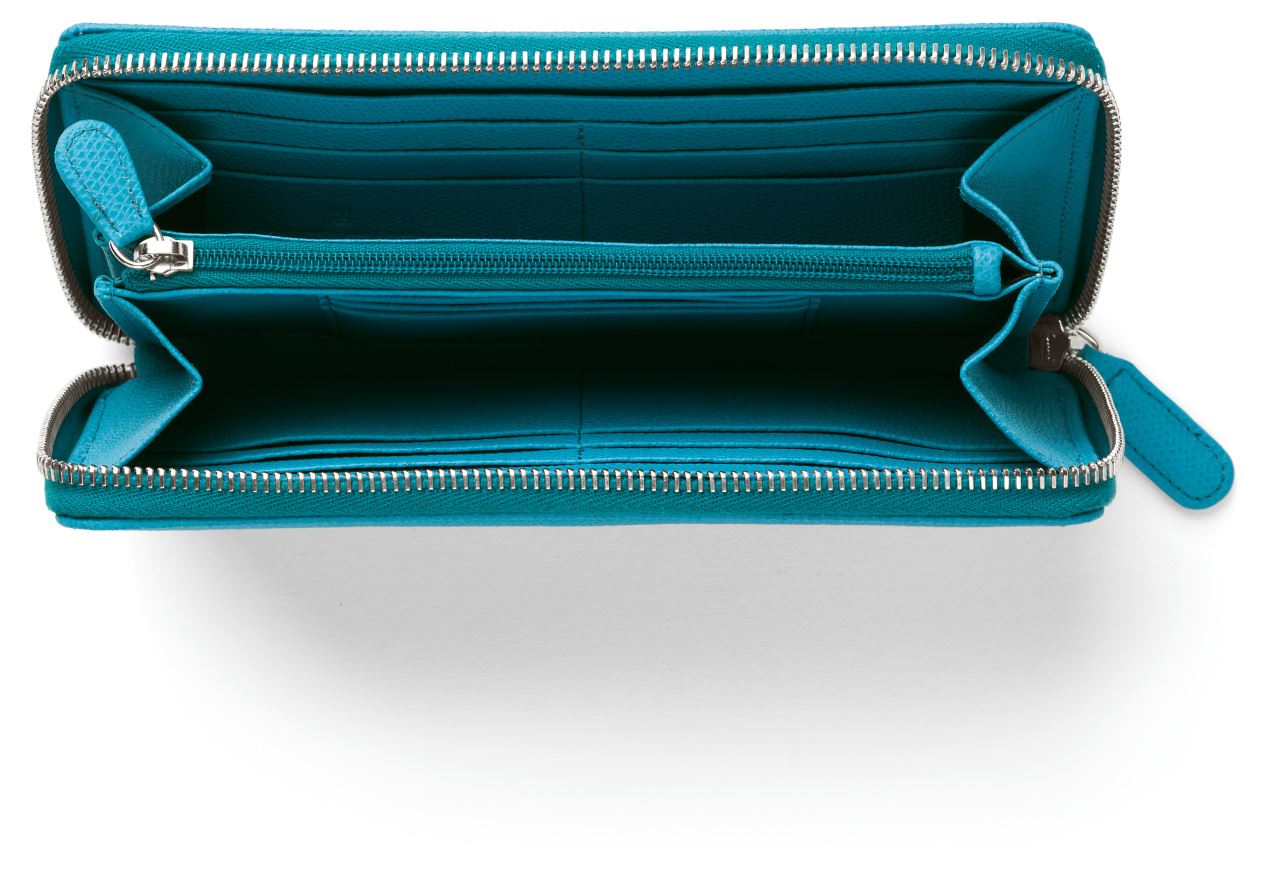 Graf-von-Faber-Castell - Portefeuille zippé pour femme, Bleu Azur