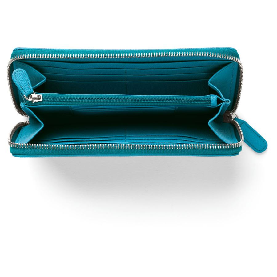 Graf-von-Faber-Castell - Portefeuille Epsom pour femme avec zip, Bleu Azur