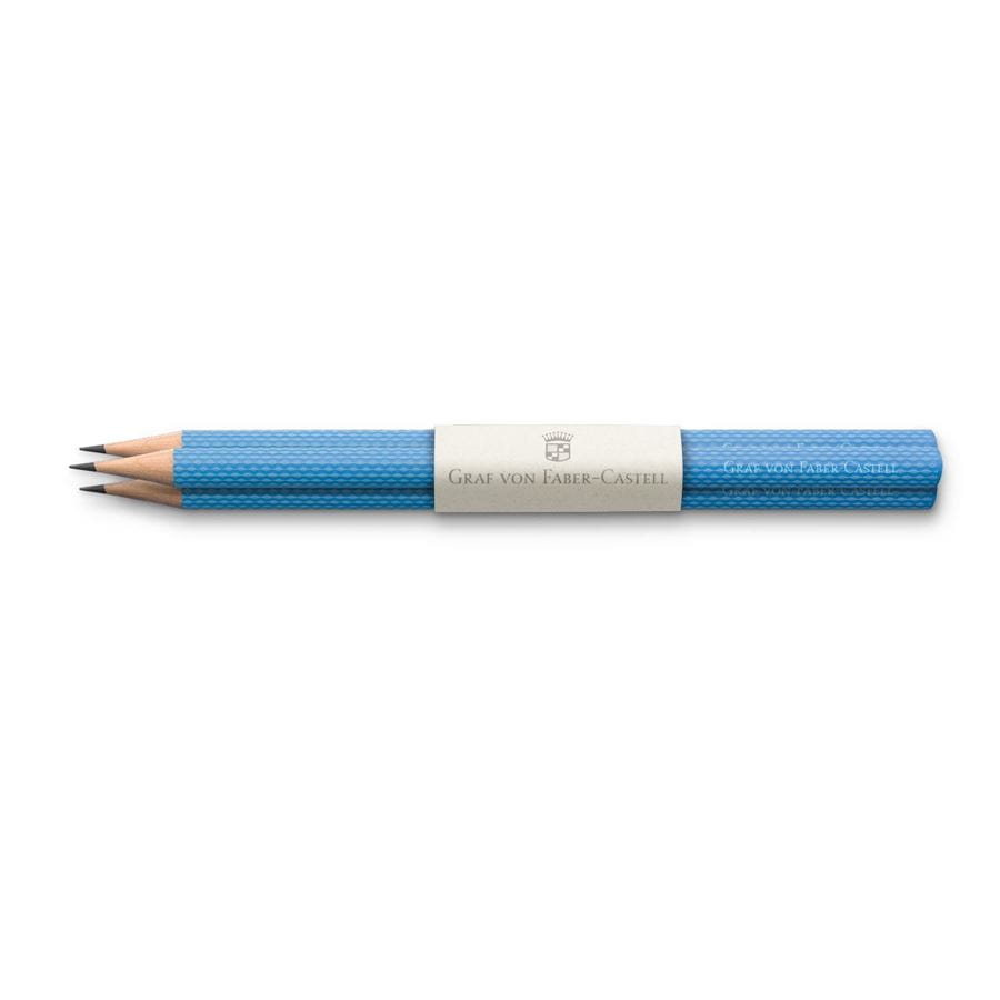 Graf-von-Faber-Castell - 3 crayons graphite Guilloché, Bleu Azur