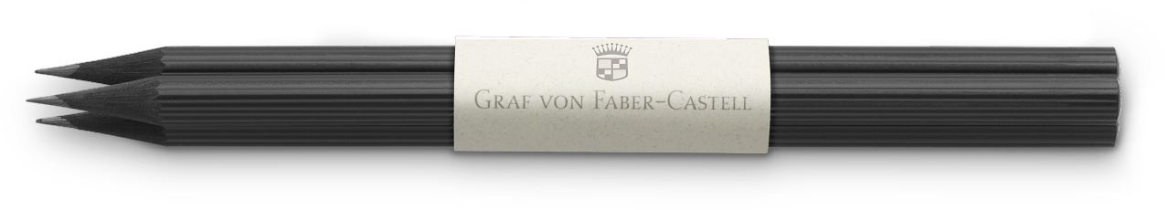 Graf-von-Faber-Castell - 3 crayons graphite avec bout trempé, bois teinté noir