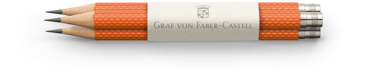 Graf-von-Faber-Castell - 3 crayons graphite de poche Guilloché, Orange
